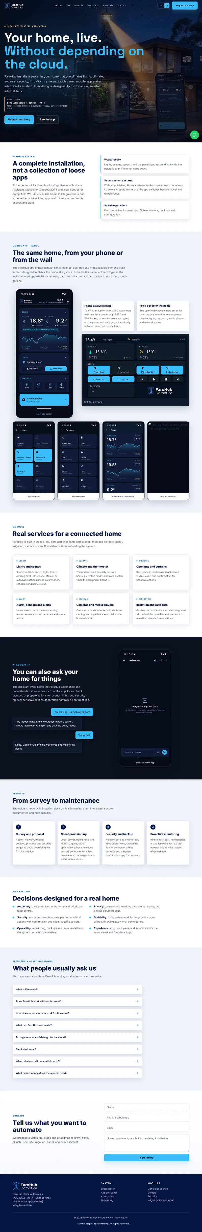 Full FaroHub website landing page