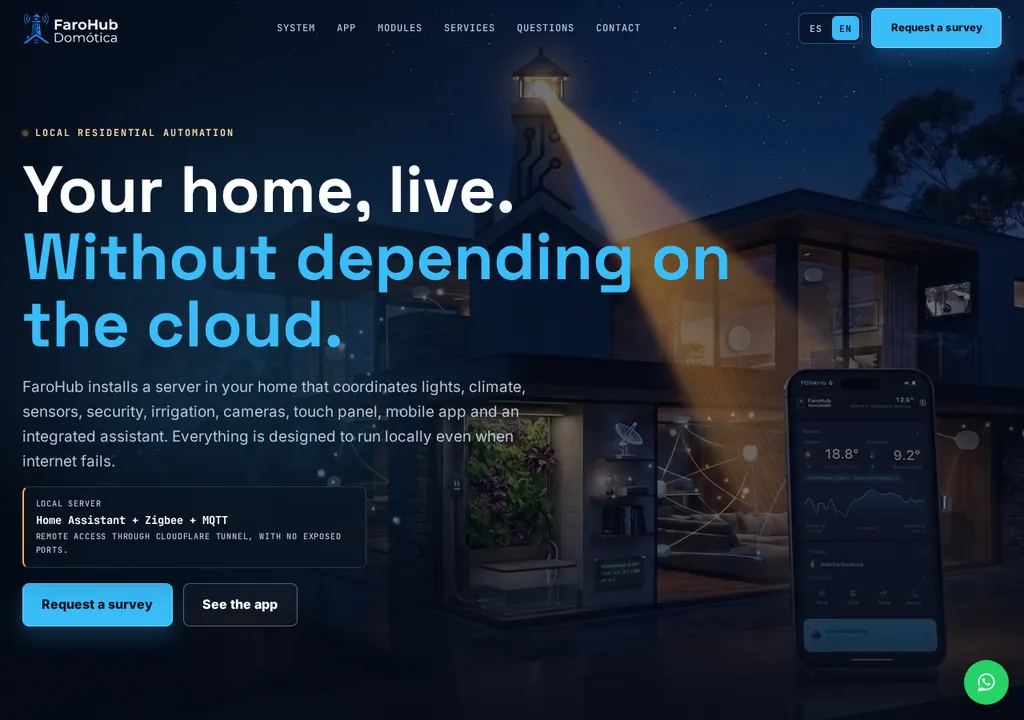 FaroHub website navigation
