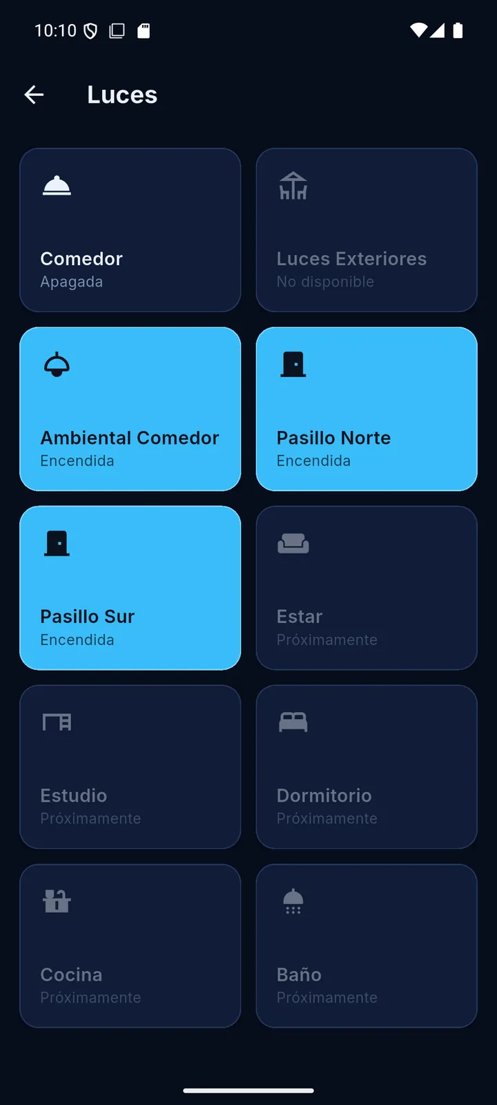 FaroHub Mobile lights screen